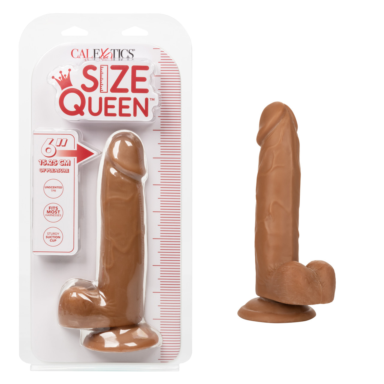 Фаллоимитатор на присоске CalExotics Size Queen 20.2 см, коричневый