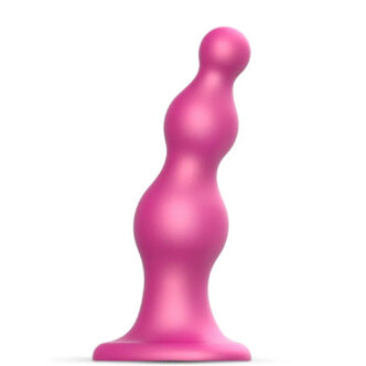 Фаллоимитатор Strap-on-me Dildo Plug Beads Framboise L 16 см, розовый металлик