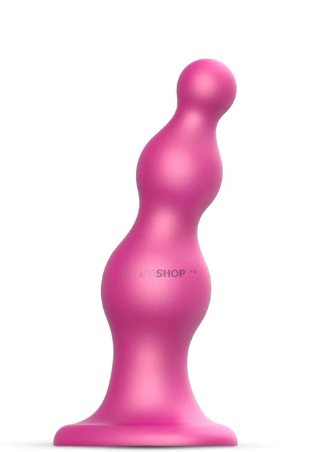 Фаллоимитатор Strap-on-me Dildo Plug Beads Framboise M 15 см, розовый металлик