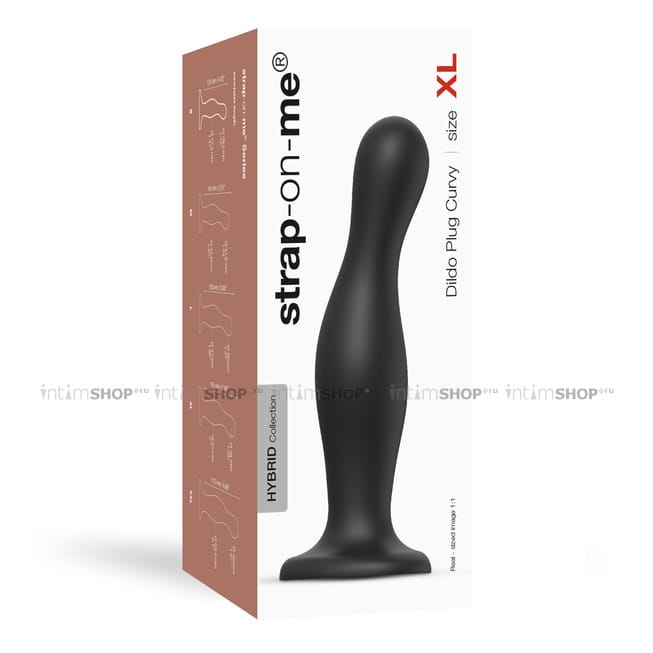 Фаллоимитатор Strap-on-me Dildo Plug Curvy XL 18 см, черный - фото 3