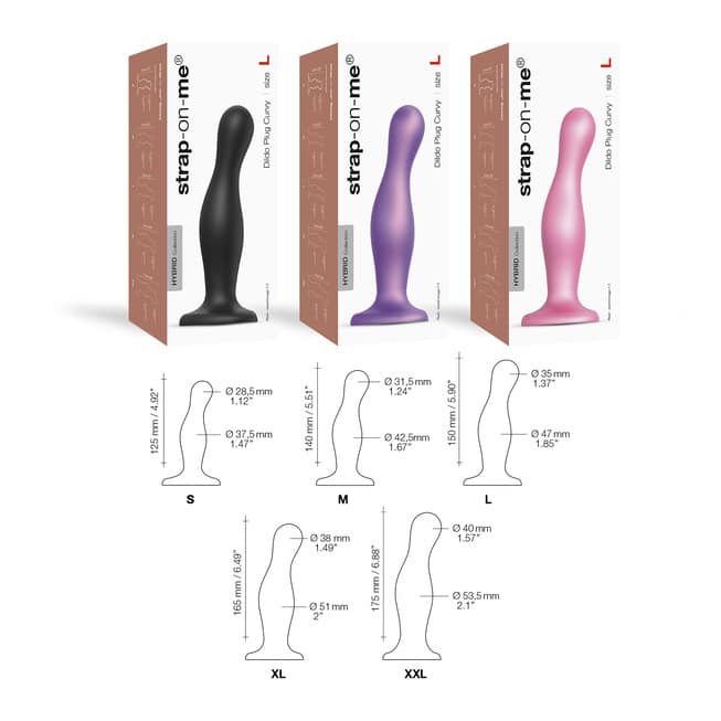 Фаллоимитатор Strap-on-me Dildo Plug Curvy XL 18 см, черный - фото 5