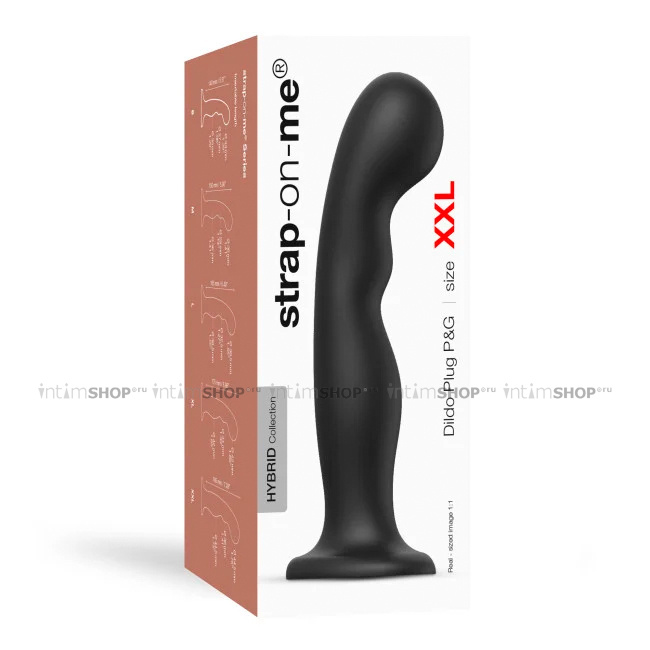 Фаллоимитатор Strap-on-me Dildo Plug P&G XXL 20 см, черный - фото 3