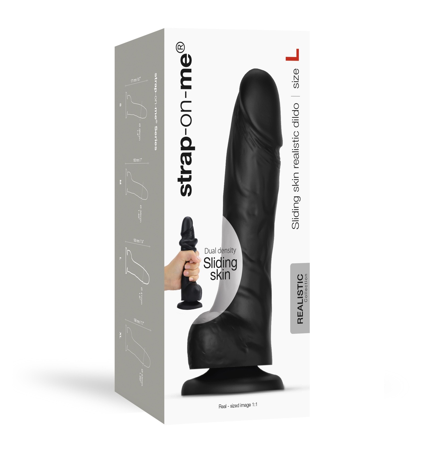 Фаллоимитатор Strap-on-me Realistic, M 18 см, черный 6015827 - Strap-on-me - Фаллоимитаторы с мошонкой - Купить
