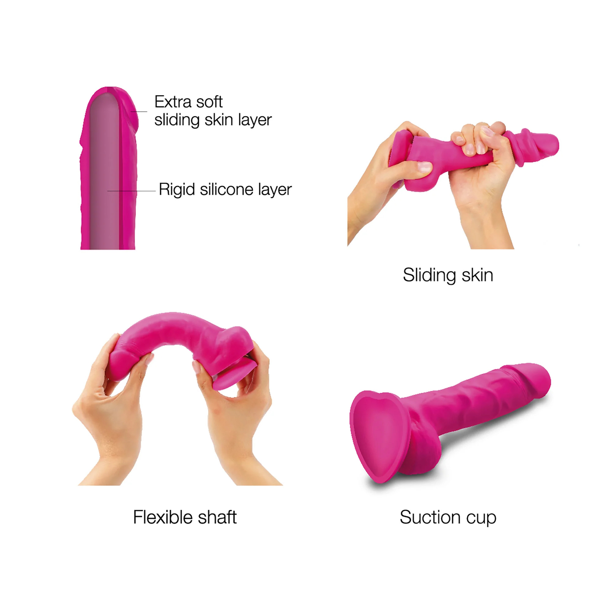 Фаллоимитатор Strap-on-me Sliding Skin Realistic M 18 см, розовый