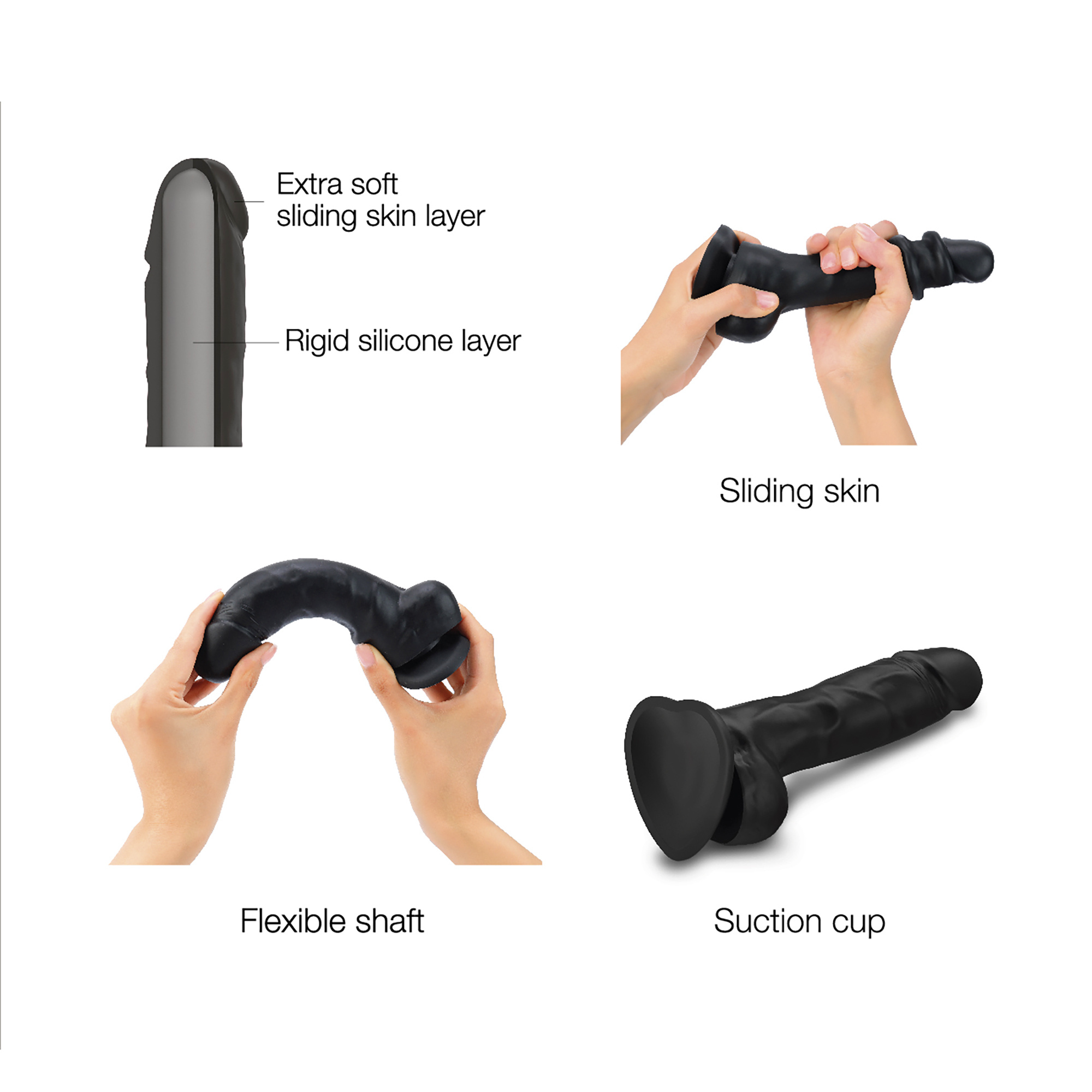 Фаллоимитатор Strap-on-me Sliding Skin Realistic XL 19.8 см, черный