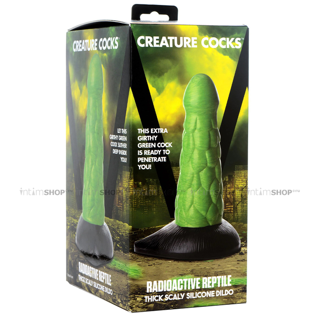 Фаллоимитатор XR Brands Creature Cocks Radioactive Reptile 19.1 см, зелёный - фото 2