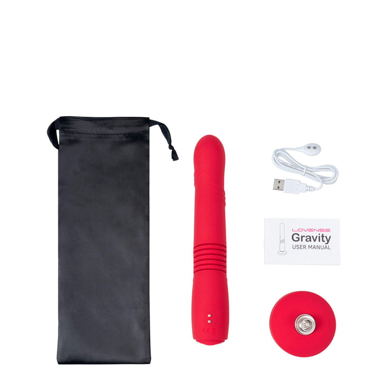 Фрикционный фаллоимитатор с вибрацией Lovense Gravity, красный