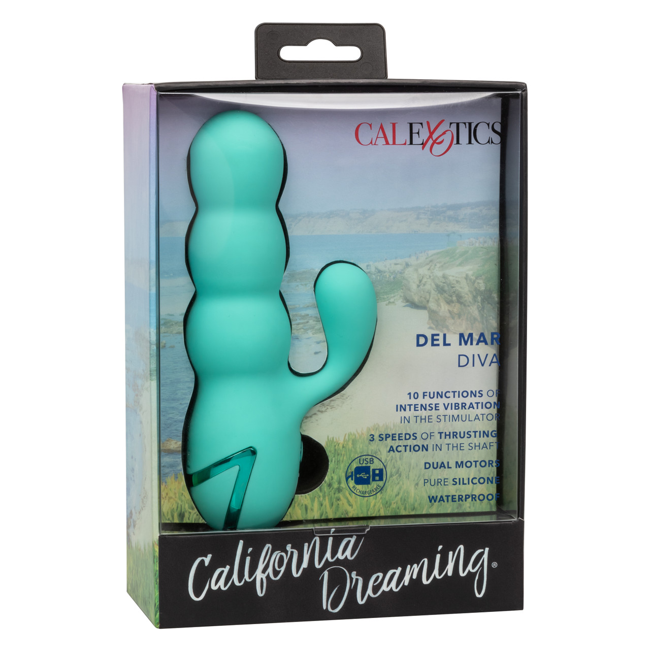 Фрикционный вибратор-кролик CalExotics California Dreaming Del Mar Diva, бирюзовый