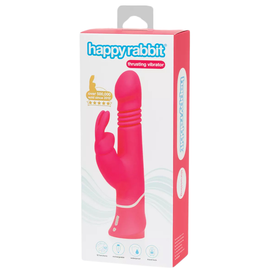 Фрикционный вибратор-кролик Happy Rabbit Thrusting Realistic, розовый