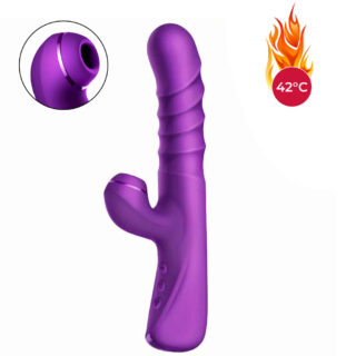 Фрикционный вибратор-кролик с вакуумным стимулятором и нагревом Erocome Phoenix, фиолетовый