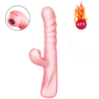 Фрикционный вибратор-кролик с вакуумным стимулятором и нагревом Erocome Phoenix, розовый