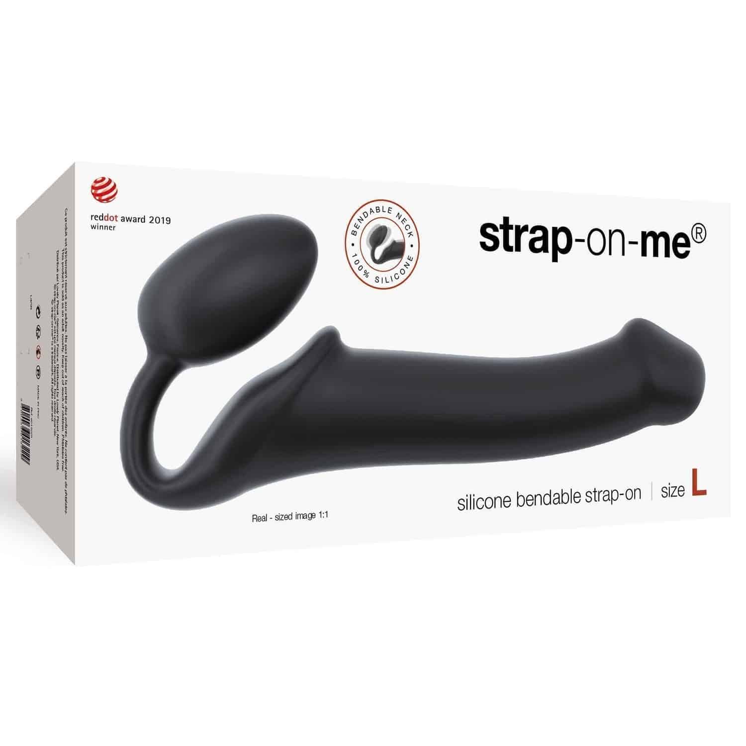 Гибкий страпон Strap-on-me Semi-Realistic L, чёрный