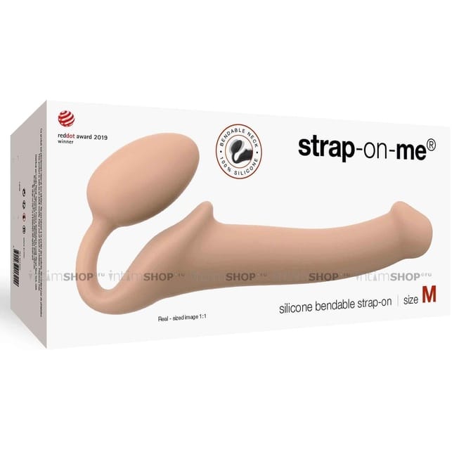 Гибкий страпон Strap-on-me Semi-Realistic M, телесный - фото 3