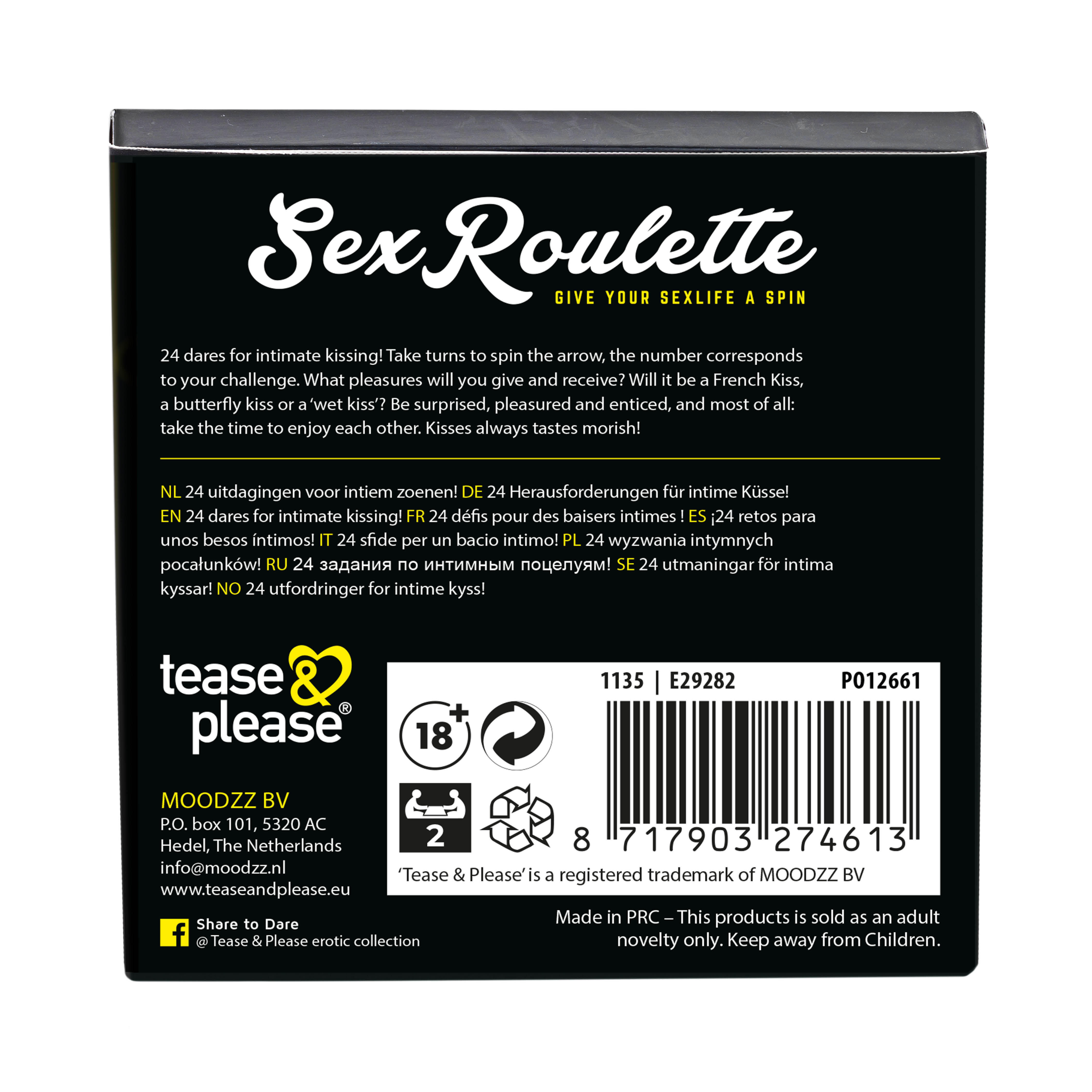 Настольная игра Tease&Please Sex Roulette Kiss 