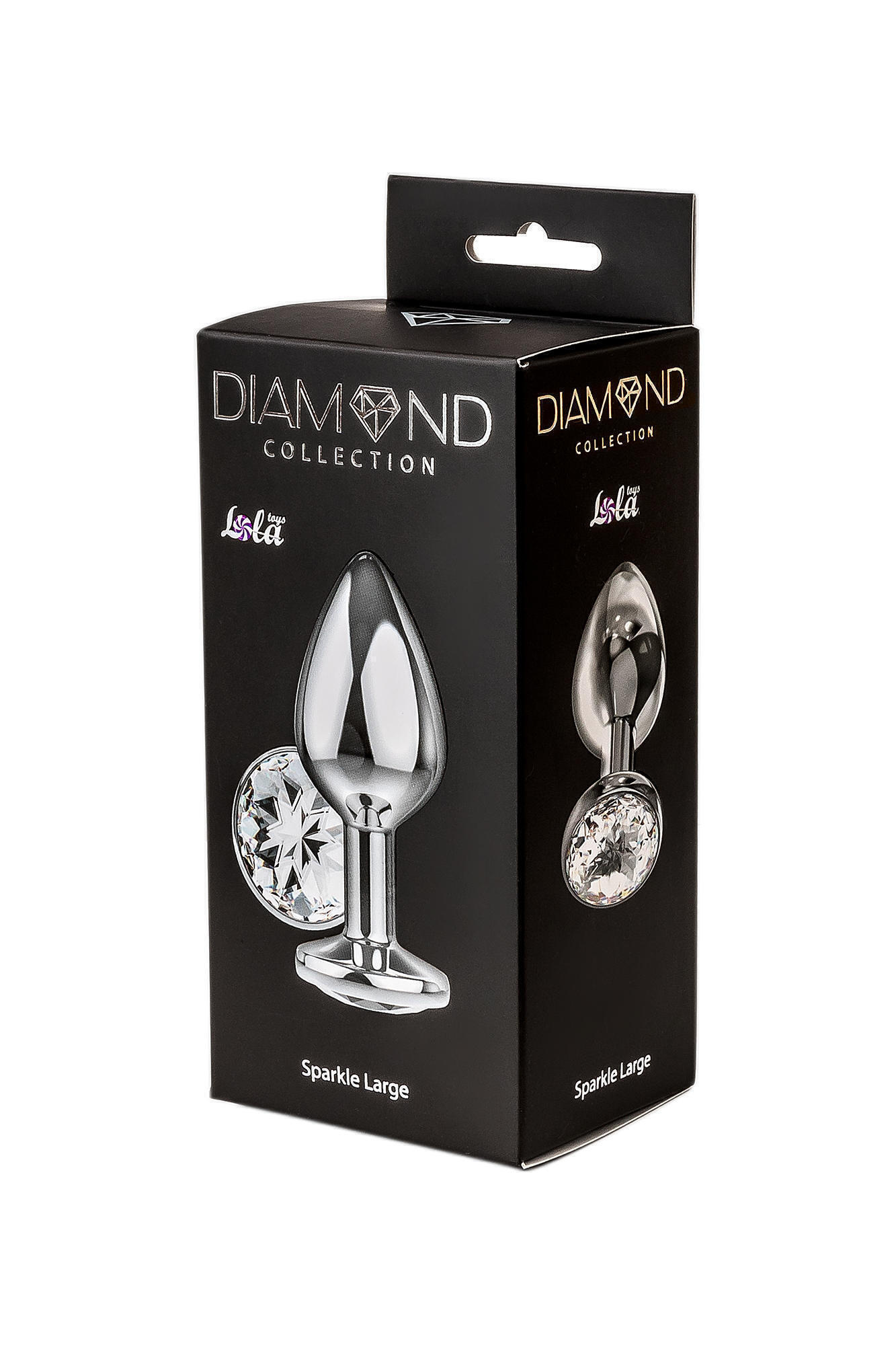 Анальная пробка Lola Games Diamond Sparkle Large, серебристая с бесцветным кристаллом