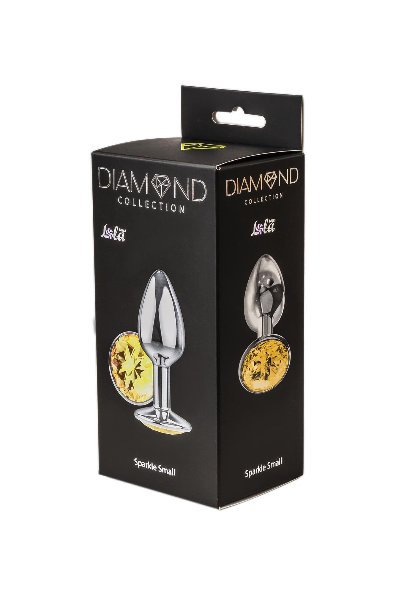Анальная пробка Lola Games Diamond Sparkle Small, серебристая с жёлтым кристаллом
