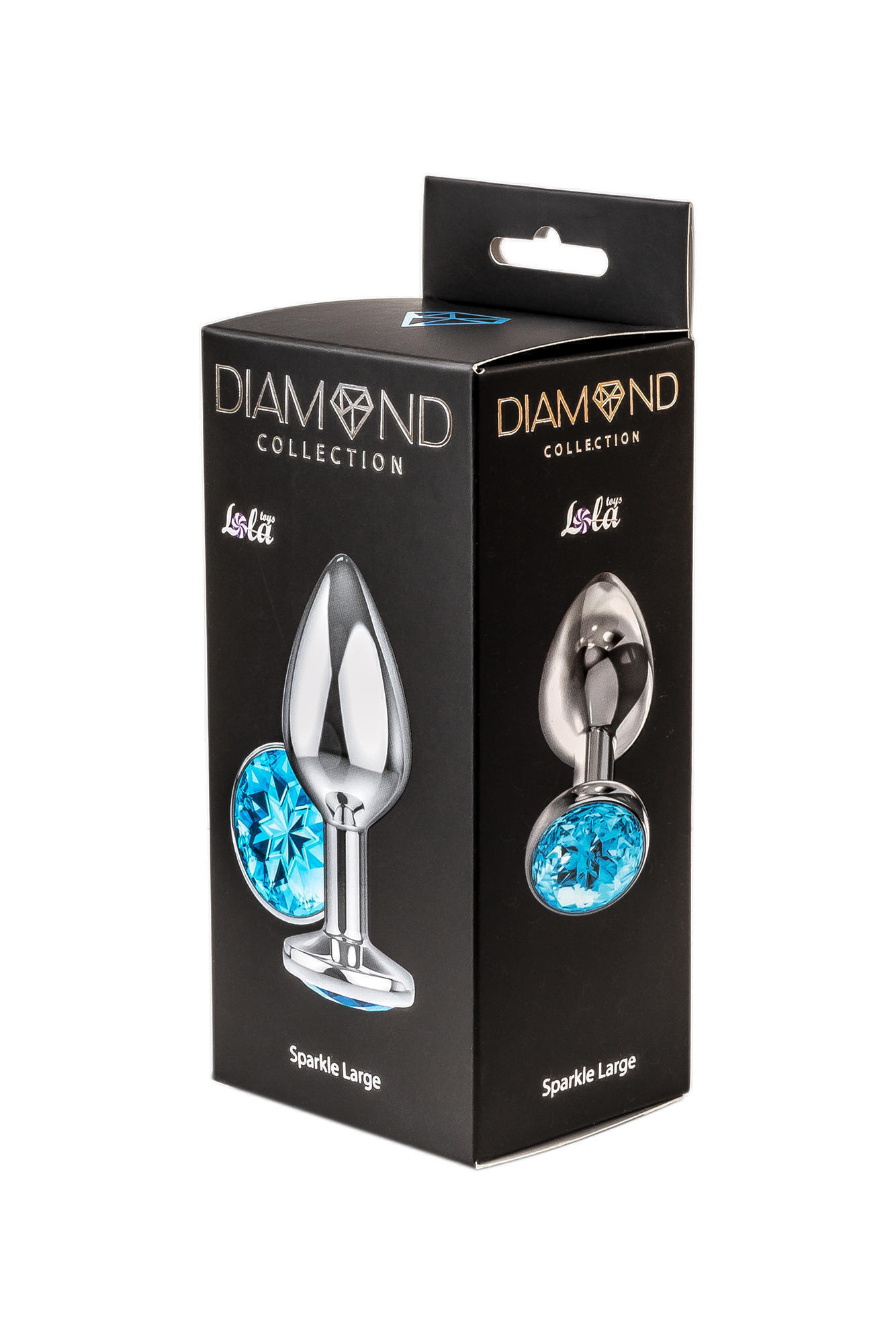 Анальная пробка Lola Games Diamond Sparkle Large, серебристая с голубым кристаллом