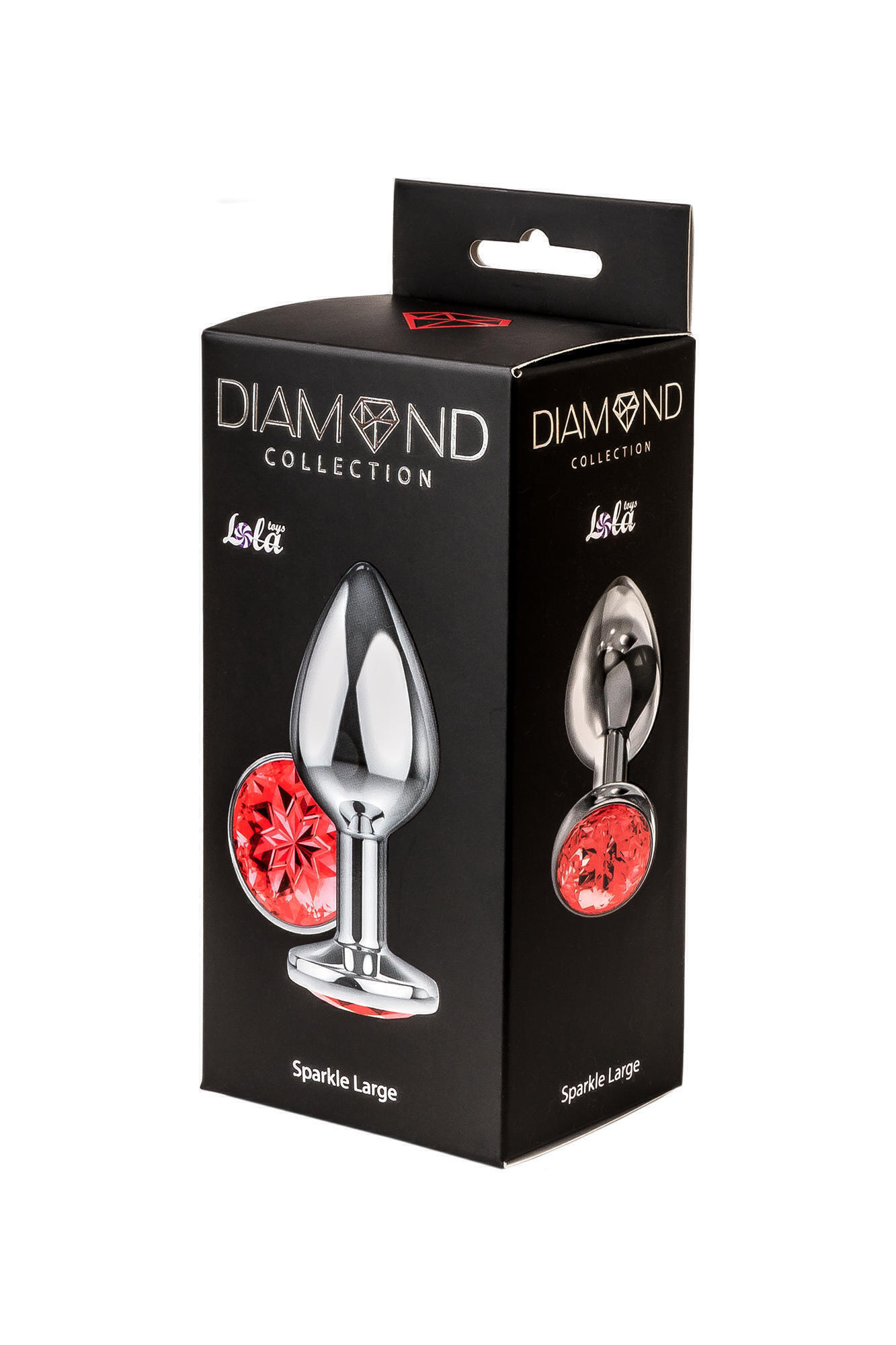 Анальная пробка Lola Games Diamond Sparkle Large, серебристая с красным кристаллом