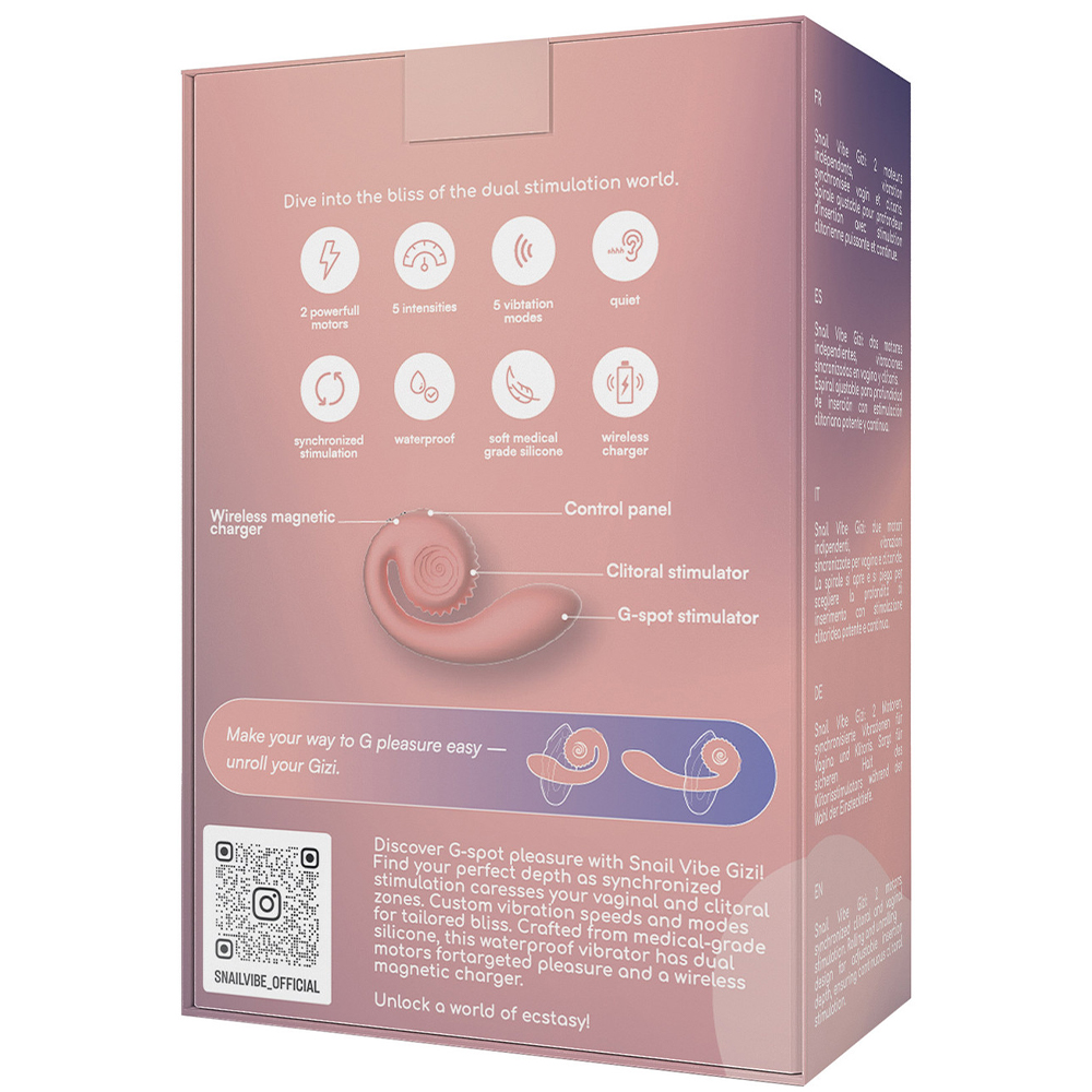 Вагинально-клиторальный вибратор SVibe Gizi, персиковый