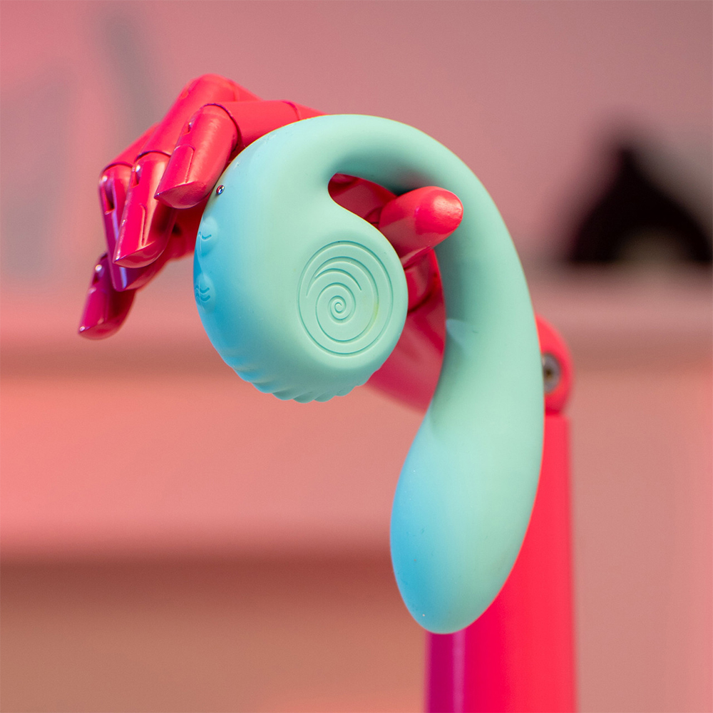 Вагинально-клиторальный вибратор SVibe Gizi, бирюзовый