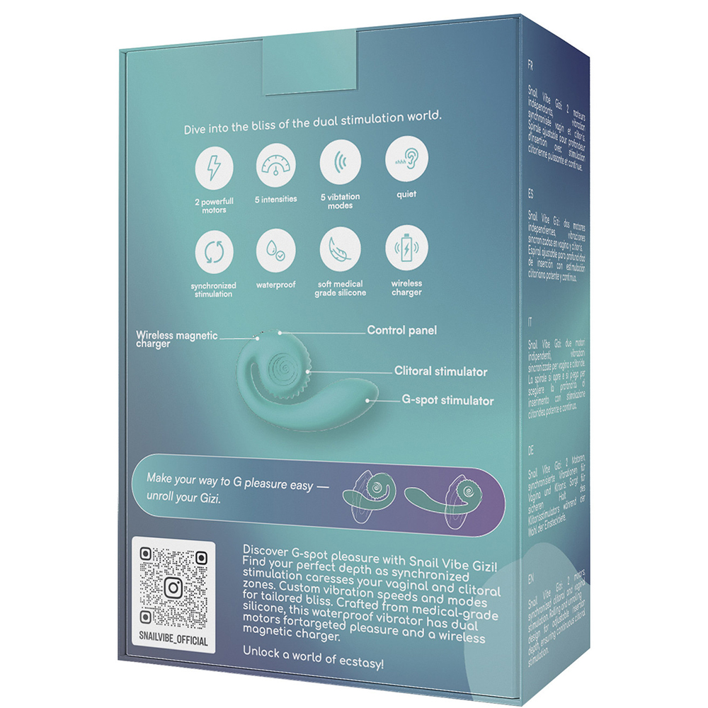 Вагинально-клиторальный вибратор SVibe Gizi, бирюзовый