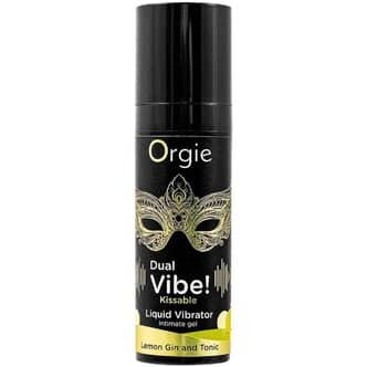 Жидкий вибратор Orgie Dual Vibe! Kissable Джин-тоник и лимон, 15 мл