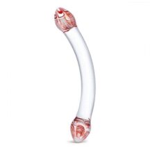 Изогнутый стимулятор Glas Red Head Double Dildo, бесцветный, до 22 см