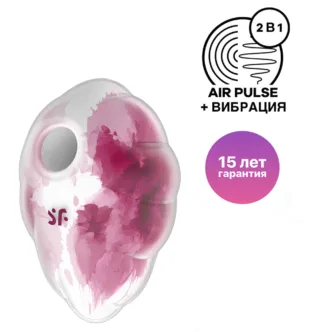 Вакуумный стимулятор клитора с вибрацией Satisfyer Cloud Dancer, красно-белый