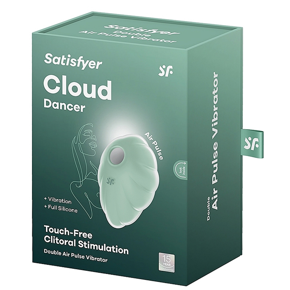 Вакуумный стимулятор клитора с вибрацией Satisfyer Cloud Dancer, зеленый