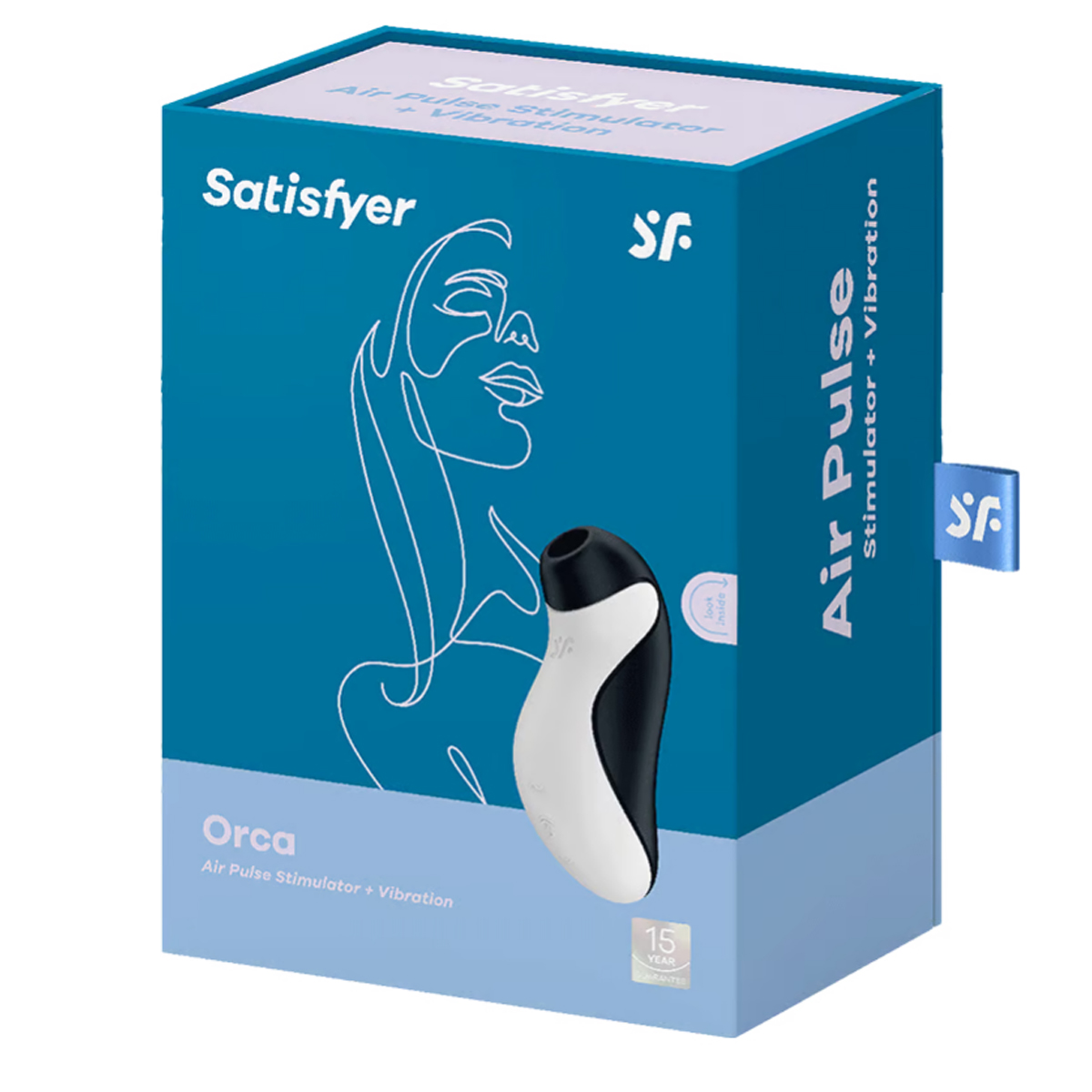 Вакуумный стимулятор клитора с вибрацией Satisfyer Orca, чёрно-белый