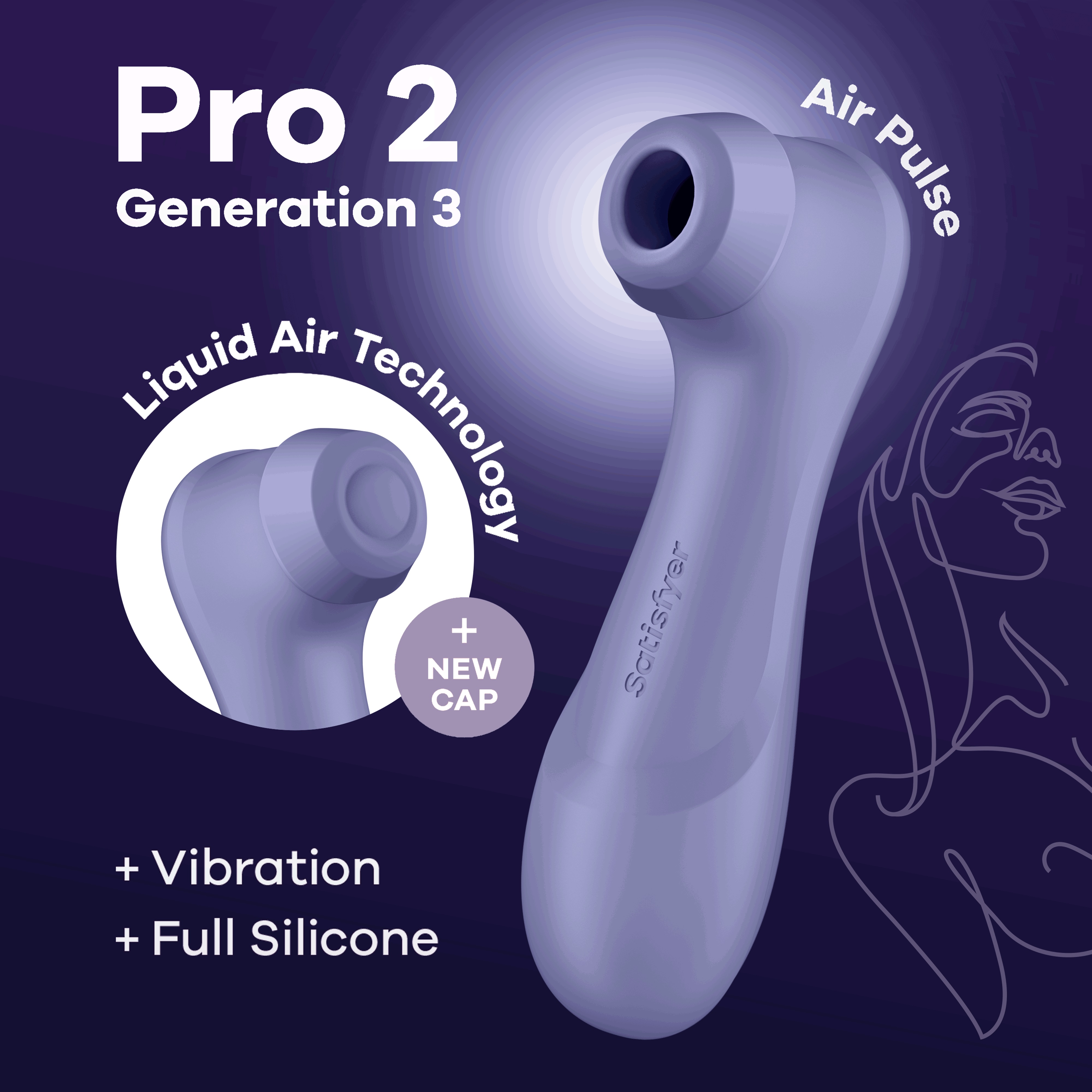 Вакуумный стимулятор клитора с вибрацией Satisfyer Pro 2 Liquid Air, сиреневый