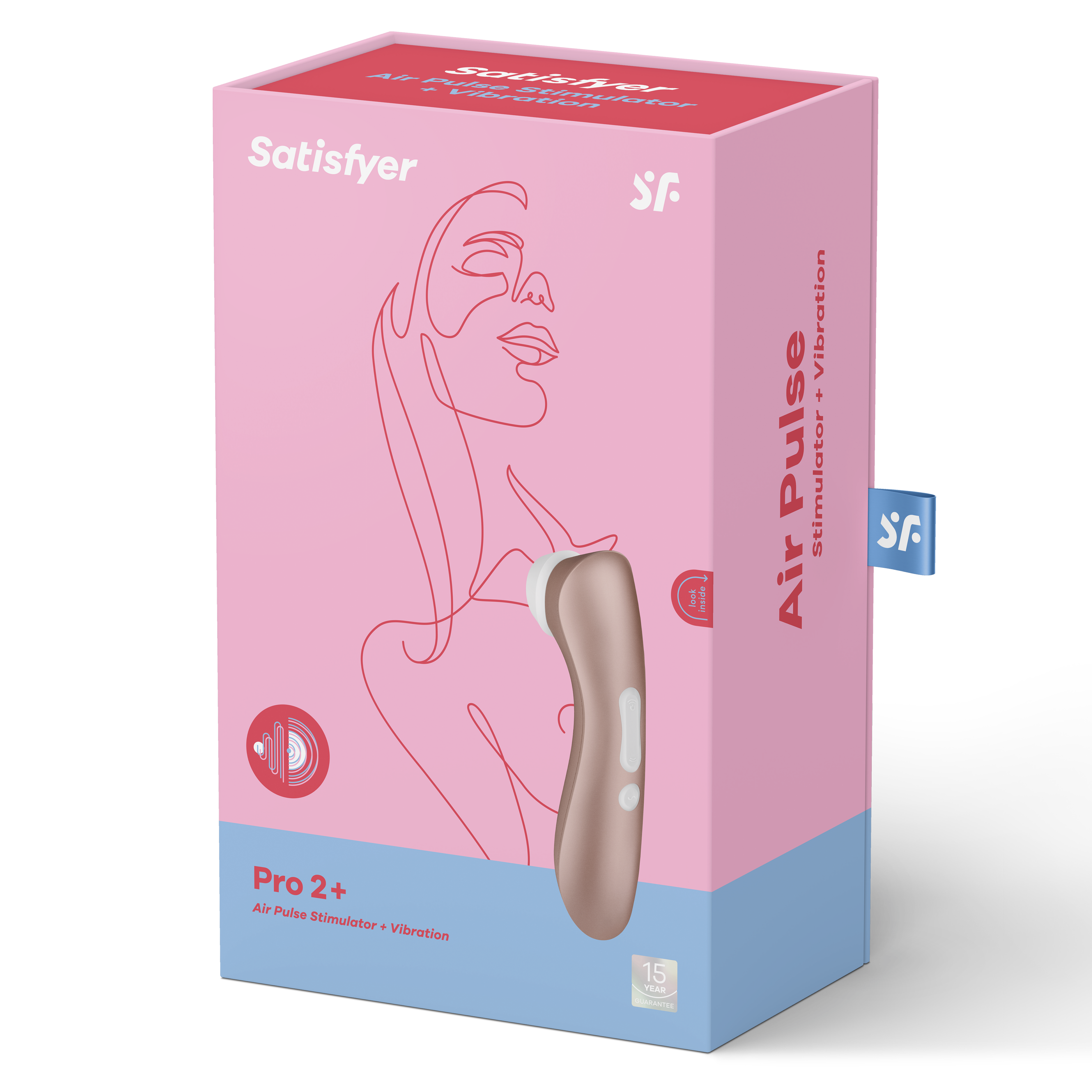 Вакуумный стимулятор клитора с вибрацией Satisfyer Pro 2 +, нежно-розовое золото