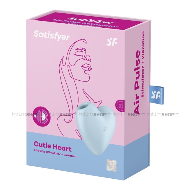 Клиторальный стимулятор Satisfyer Cutie Heart с вибрацией, голубой - фото 2