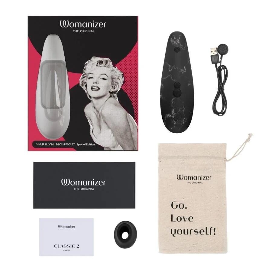 Вакуумный стимулятор клитора Womanizer Marilyn Monroe™ Special Edition, черный