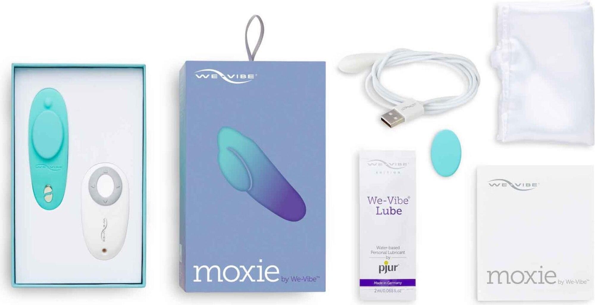 Клиторальный вибратор We-Vibe Moxie в трусики с пультом ДУ, бирюзовый