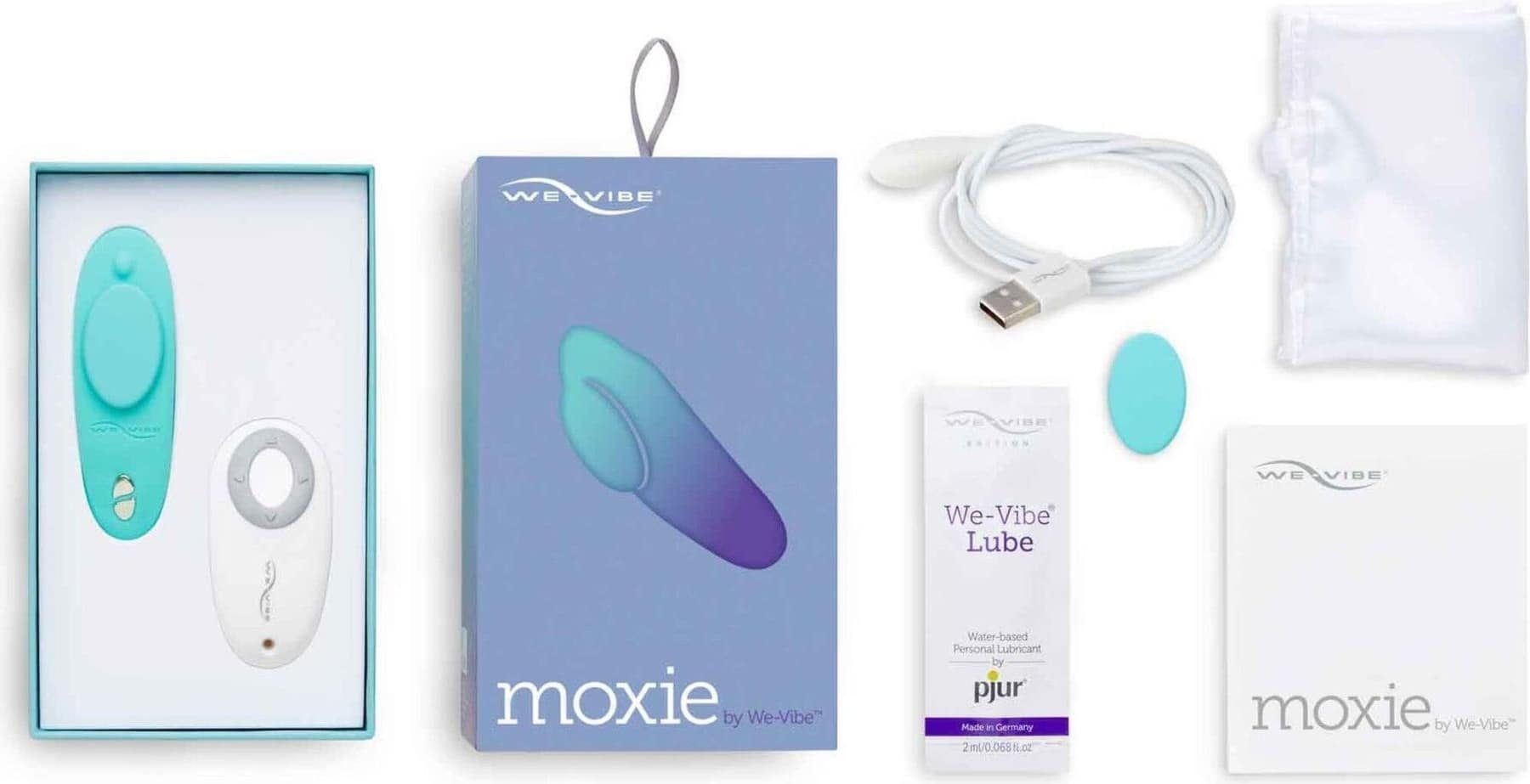 Клиторальный вибратор We-Vibe Moxie в трусики с пультом ДУ, бирюзовый