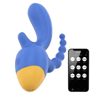 Вибратор с двойным проникновением Oninder Cute, голубой