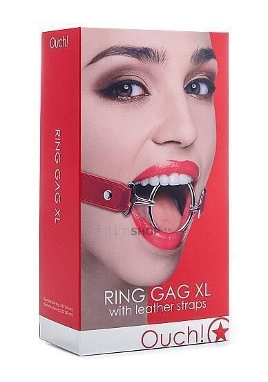 Кляп-кольцо (кляп-рамка) Shots Ring Gag XL, красный - фото 2