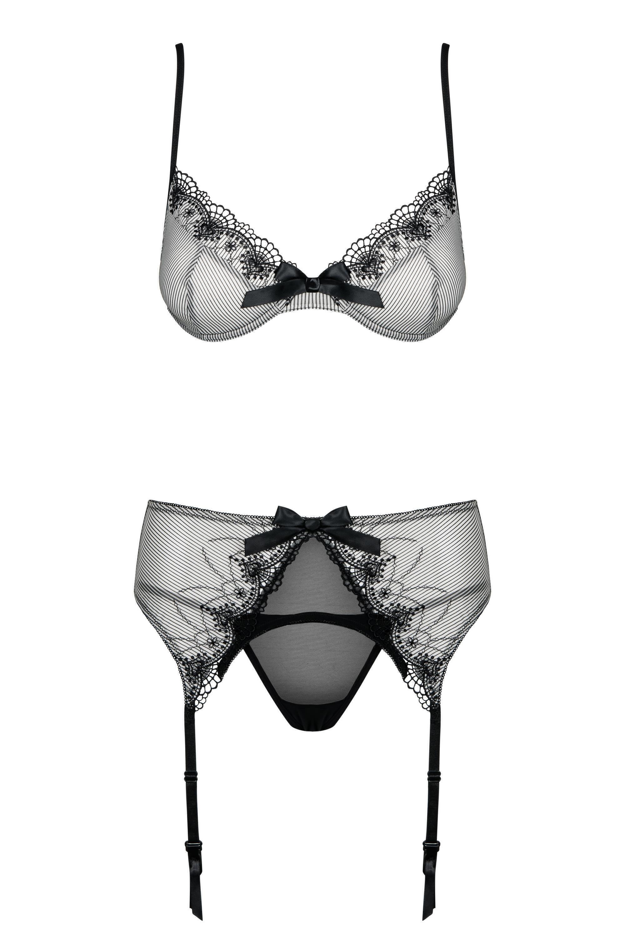 Комплект с поясом для чулок Obsessive Greyla, L\XL