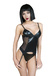 Комплект Le Frivole My Shadow Wet Look корсет и трусики L/XL, черный