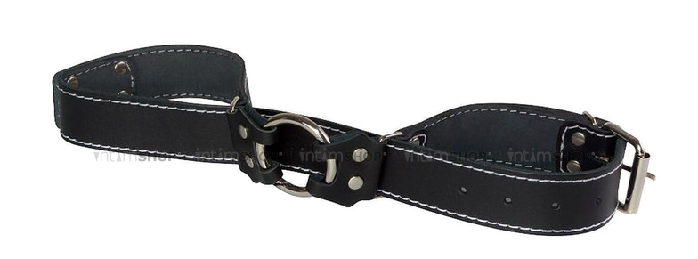 Кожаные ременные наручники Sitabella в виде восьмёрки, черные - фото 1
