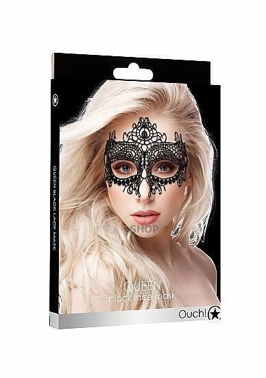 Кружевная маска ручной работы Shots Queen Black Lace, черный от IntimShop