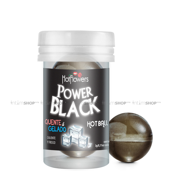 Лубрикант с разогревающе-охлаждающим эффектом HotFlowers Power Black на масляной основе, 3 г х 2 шт