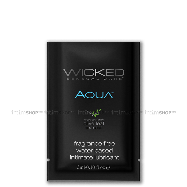 Лубрикант Wicked Aqua с алоэ на водной основе, 3 мл