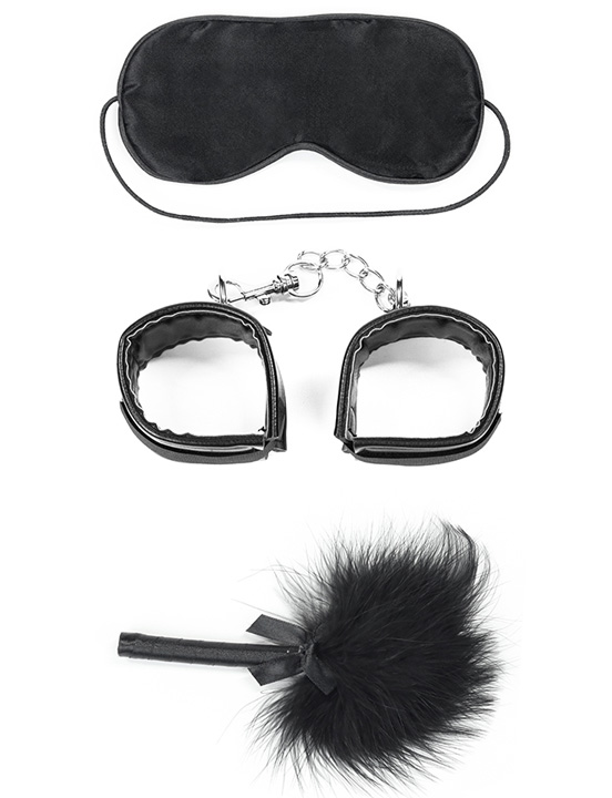 Набор БДСМ LoveToy Deluxe Bondage Kit с пуховкой 3 предмета, черный