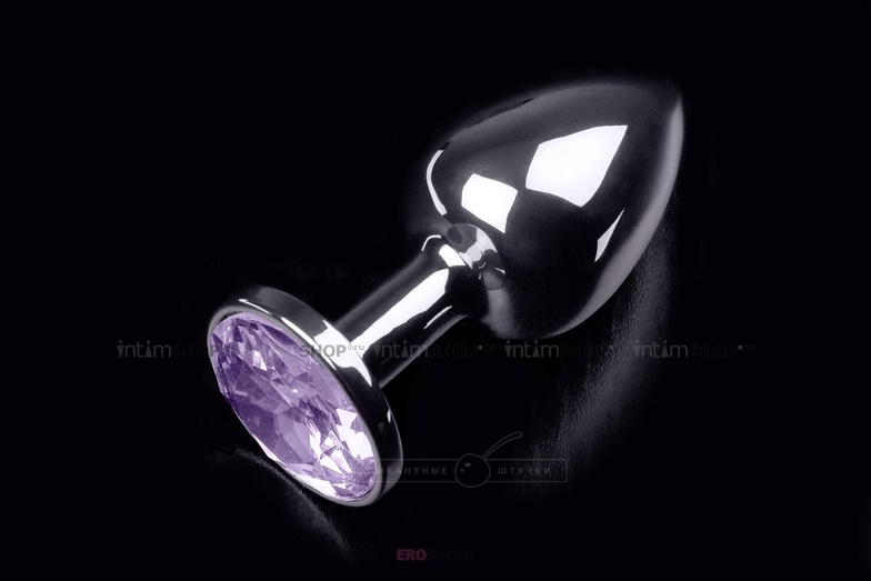 

Маленькая анальная пробка с фиолетовым кристаллом Пикантные Штучки, серебристый