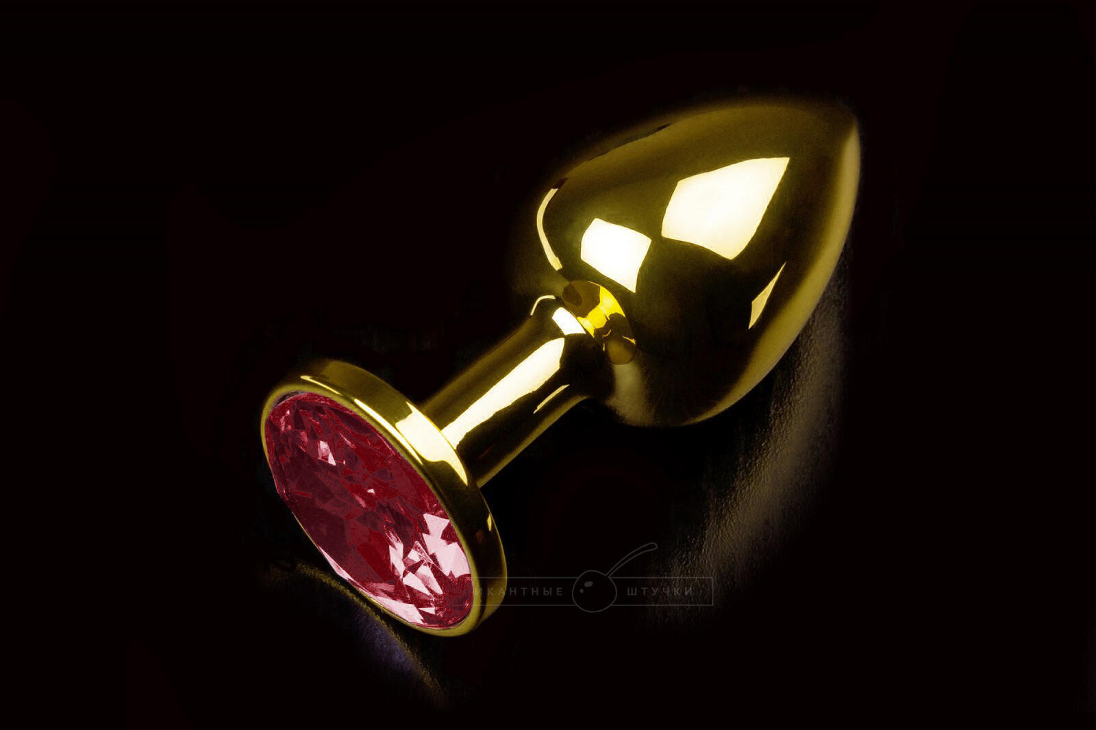 Маленькая анальная пробка с темно-рубиновым кристаллом Пикантные Штучки, золотистый