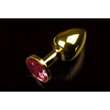 Маленькая анальная пробка с темно-рубиновым кристаллом Пикантные Штучки, золотистый