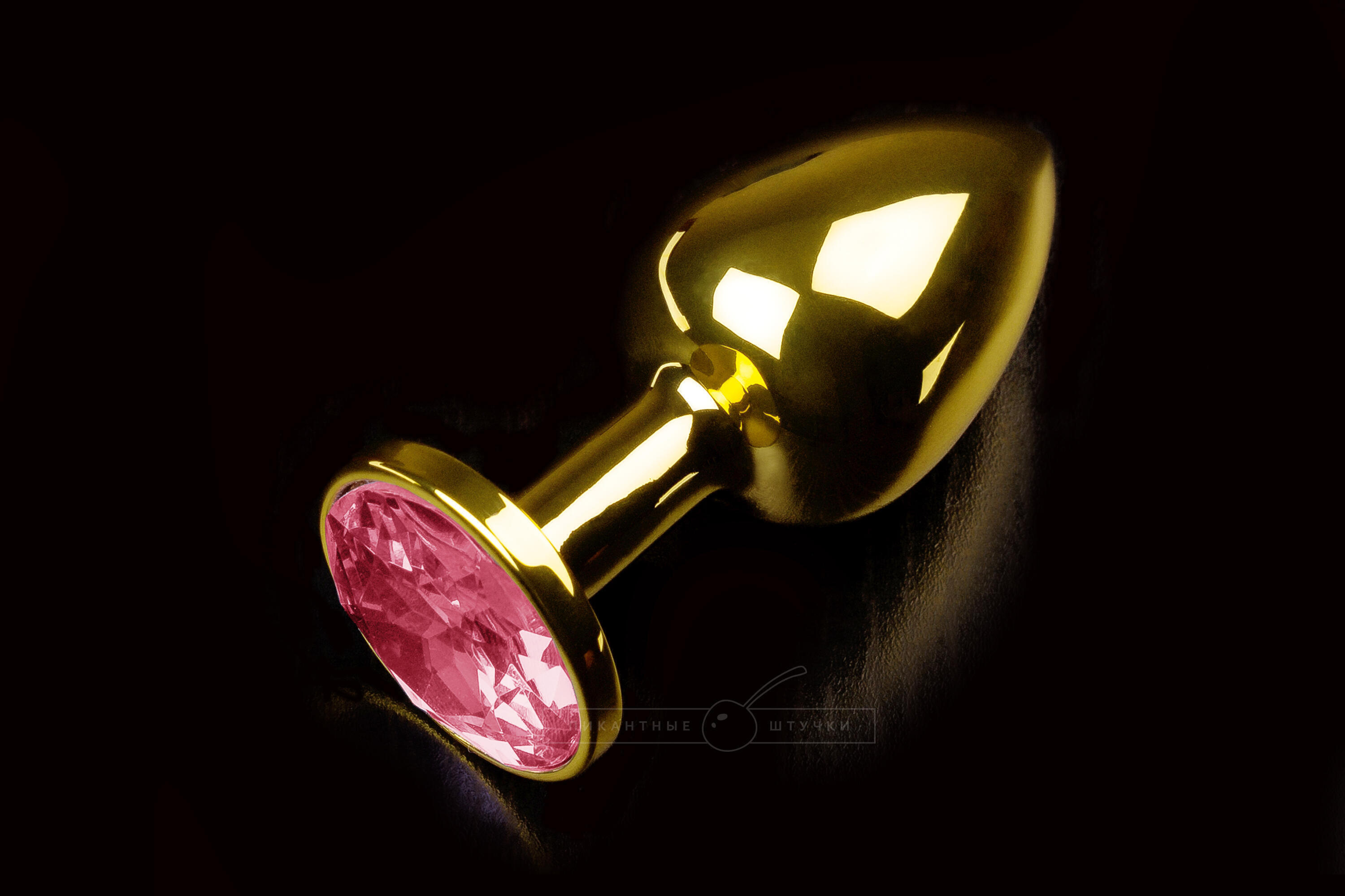 Маленькая анальная пробка с рубиновым кристаллом Пикантные Штучки, золотистый