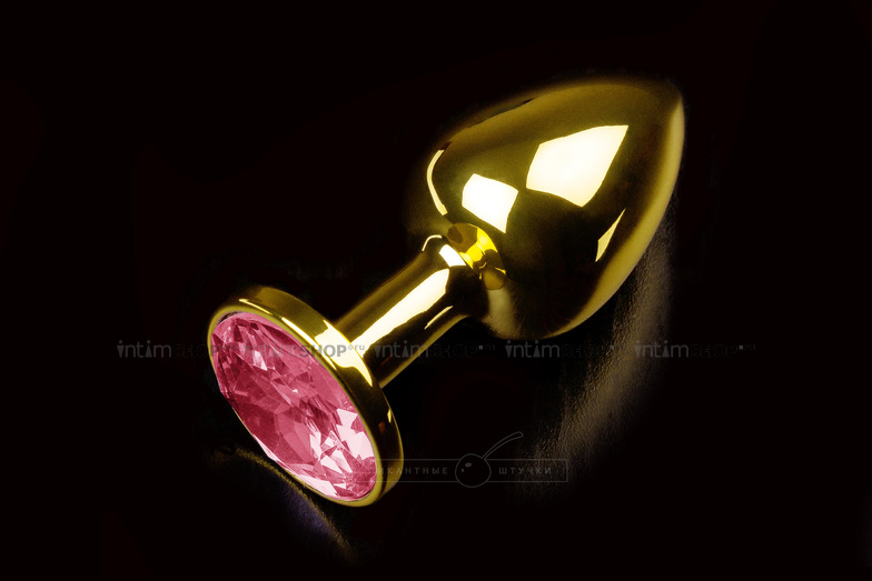 фото Маленькая анальная пробка с рубиновым кристаллом Пикантные Штучки, золотистый